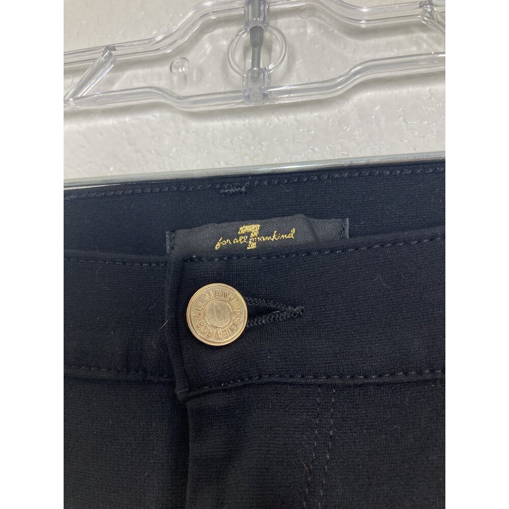 7 For All Mankind Pants Womens 27 Black Skinny Stretch Denim Gold Hardware USA - Picture 5 of 16